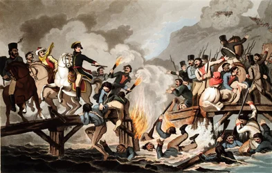 Napoleão I e o exército francês atravessando a Berezina em novembro de 1812