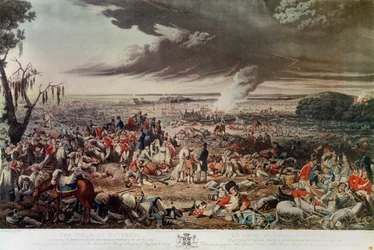 O campo de Waterloo tal como se apresentava na manhã seguinte à memorável batalha de 18 de junho de 1815, água-tinta de M. Dubourg