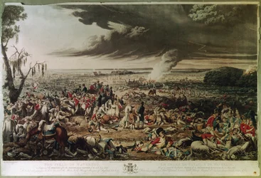 O Campo de Waterloo tal como se apresentava na manhã seguinte à memorável batalha de 18 de junho de 1815, gravado por M. Dubourg