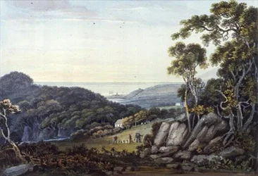Vista do Dargle to Bray, Glen of the Downs, Co. Wicklow, c.1822 (aquarela)