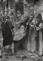 O Enterro do Rei Ethelbert de Kent, do livro "A Igreja da Inglaterra: Uma História para o Povo", publicado em 1910
