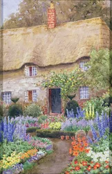 Um jardim Cottage em plena floração