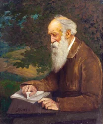 Retrato do poeta Henry Wadsworth Longfellow (1807-1882), de Niemeyer, John Henry (1839-1932). Óleo sobre tela. Dimensão : 92x76 cm. Colecção privada