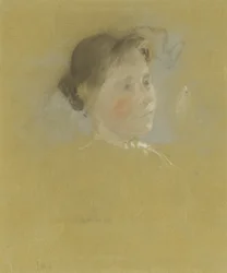 Estudo de uma cabeça, c.1888-95 (pastel com toques de grafite sobre papelão)