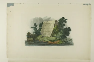 Página de rosto, vinheta e placa um do primeiro número de Vistas pitorescas do cenário americano
