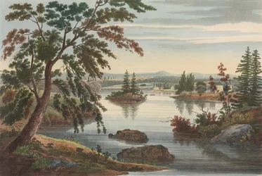 Vista Perto de Fort Miller No. 10 mais tarde alterada para No. 9 do The Hudson River Portfolio, 1822.