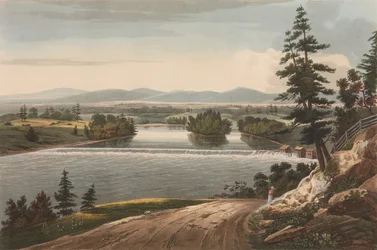 Vista perto de Sandy Hill nº 7 do portfólio do rio Hudson, 1822-23.