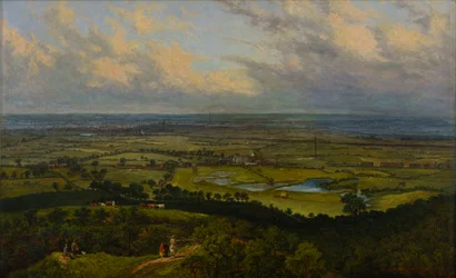 Vista de Gerrard Wood a partir de Tandle Hill, com Middleton à distância