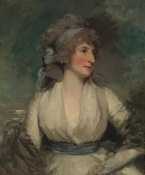 Retrato de uma mulher, reverso, agora coberto por lona de recorte Study of a Childs Head, 1790s.