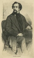 Charles Dickens, gravado por Bobbett-Hooper, da revista mensal nova de Harpers, c.1864