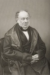 James Brownlow William Gascoigne-Cecil (1791-1868) 2º Marquês de Salisbury, gravado por DJ Pound de uma fotografia, da Sala de Desenho de Personagens Eminentes, Volume 2, publicado em Londres, 1860