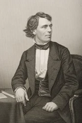 John Bartholomew Gough (1817-86), gravado por DJ Pound de uma fotografia de &39;A Sala de Estar de Personagens Eminentes, Volume 2&39;, publicado em Londres, 1860