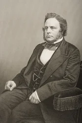 John Bright (1811-1889), gravado por DJ Pound de uma fotografia, de "A Sala de Estar de Personagens Eminentes, Volume 2", publicado em Londres, 1860 (gravura)