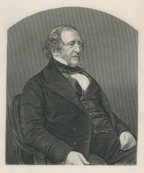 John Campbell, 1º Barão Campbell de St. Andrews, gravado por DJ Pound a partir de uma fotografia, de &39;The Drawing-Room of Eminent Personages, Volume 2&39;, 1860