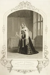 Madame Celeste como a Princesa Katherine, Ato V Cena 2 de &39;Henrique V&39;, de um daguerreótipo, gravado por George Hollis (1792-1842), pub. de John Tallis und Co.