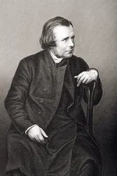 Samuel Wilberforce (1805-1873), gravado por DJ Pound de uma fotografia de &39;A Sala de Estar de Personagens Eminentes, Volume 2&39;, publicado em Londres, 1860