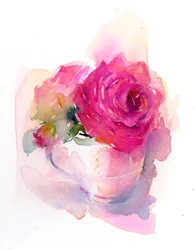 Rosa em xícara de chá, 2017, (aguarela)