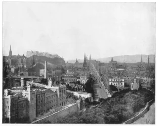 Edimburgo e Scotts Monument, final do século XIX