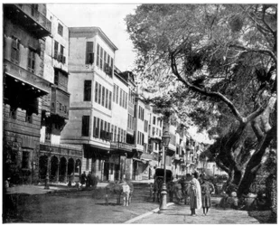 O Ezbekiyeh e cena de rua, Cairo, Egito, final do século XIX