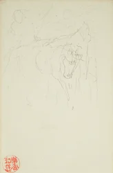 Aquiles e Xanthus, dos fólios #849 e #860 de La Farge, um dos 42 desenhos
