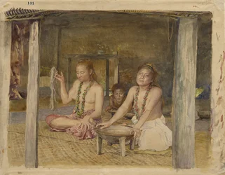Shiva com Siakumu Fazendo Kava na Casa de Tofae, c.1893
