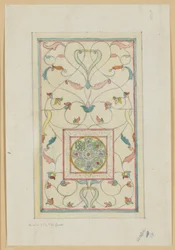 Estudo para vidro (cruz celta com jóias em arabesco), c.1881-82 (aguarela)
