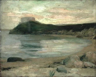 Estudo da Luz da Noite, Fort Dumpling, Newport Harbor (óleo sobre tela)