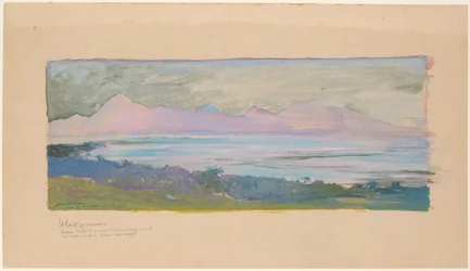 A ilha de Moorea vista através do estreito a partir do Taiti, janeiro de 1891
