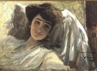 A Long Lady at Rest (óleo a bordo)