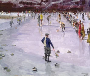 Curling in Wengen (óleo sobre tela)