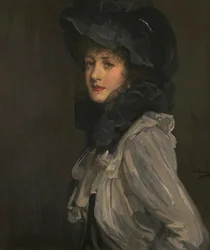 Senhora de cinzento e preto