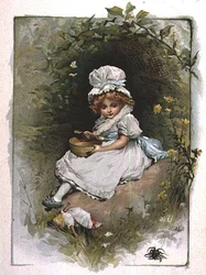 A pequena Miss Muffet, de um livro ilustrado de rimas infantis