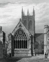 Merton College Chapel, do quadrilátero, Oxford, 1834.