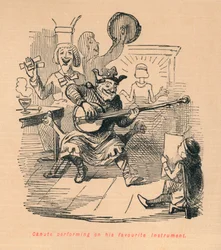 Canute tocando em seu instrumento favorito, c1860, c1860