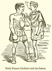 Gladiador romano adiantado e seu patrono
