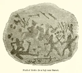 Campo de batalha (em um nevoeiro) perto de Barnet