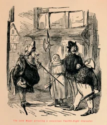 O Lord Mayor prendendo um personagem suspeito da décima segunda noite, c1860, c1860