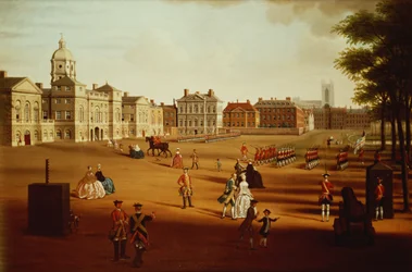 O 2º Footguards (Coldstream) no desfile em Horse Guards &39;, c.1750
