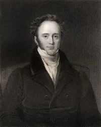 Henry John Temple, 3.º Visconde Palmerston, gravado por H. R. Cook (ativo em 1813-47), de «National Portrait Gallery, volume IV», publicado c. 1835