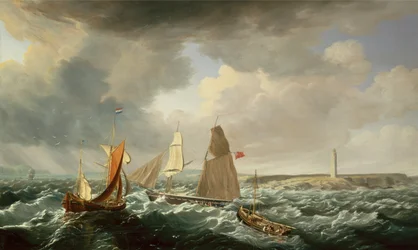 Um Brigantine, um Galiote Holandês e Navios de Pesca (óleo sobre tela))