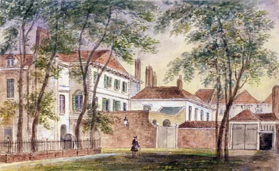 Vista da casa e Museu da Duquesa tardia de Portland (1715-1785) 1796 (wc no papel)