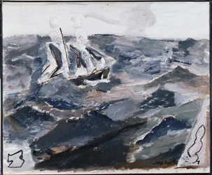 Mar e barco (óleo sobre tela)