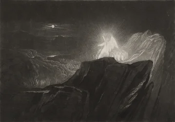 Os anjos que guardam o paraíso na noite, c.1827 (mezzotint)