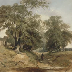 Uma paisagem com um cavaleiro, c.1850 (óleo sobre tela)