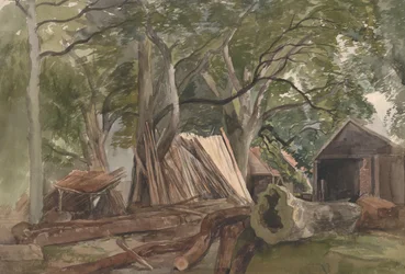 Limpeza com uma serraria, 1847 .