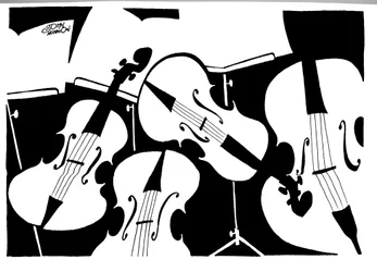 Quarteto de cordas - caricatura de John Minnion