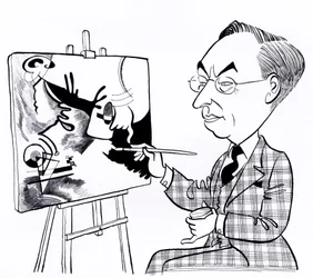 Vassily ( Wassily ) Kandinsky, caricatura com cavalete