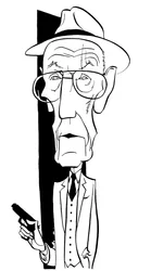William S Burroughs, caricatura de John Minnion