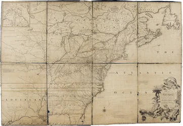 Um mapa dos domínios britânicos e franceses na América do Norte por Mitchell