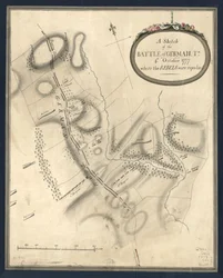 Um esboço da Batalha de German. Tn., 4. outubro de 1777, onde os rebeldes foram repelidos. LOC gm71000932